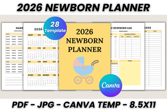 2026 Newborn Planner Canva Template: Organize Baby's First Year