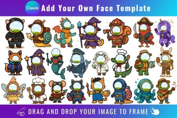 Animal Add Your Own Face Canva Template: Instant Creative Fun