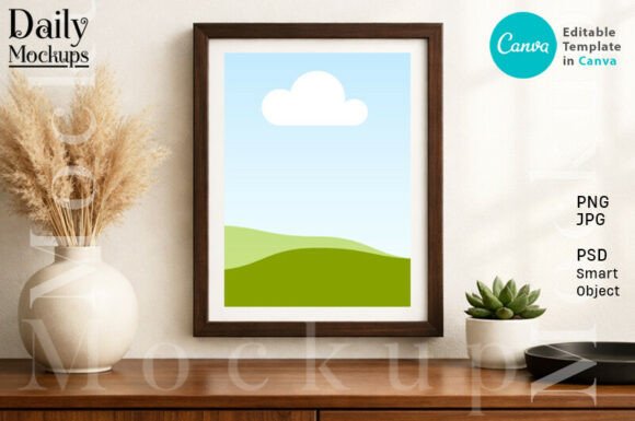 Minimalist Landscape Wall Art Mockup: Elevate Your Designs