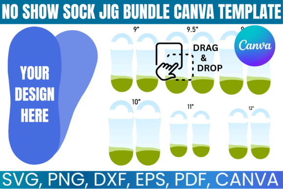 No Show Sock Jig Editable Canva Bundle: Sublimation Templates