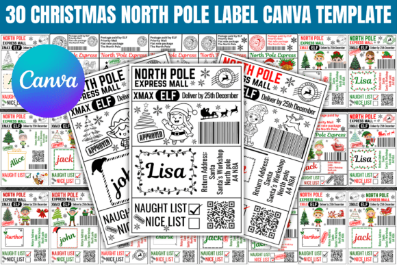 Transform Holiday Packages: The Christmas Shipping Label Canva Template Bundle